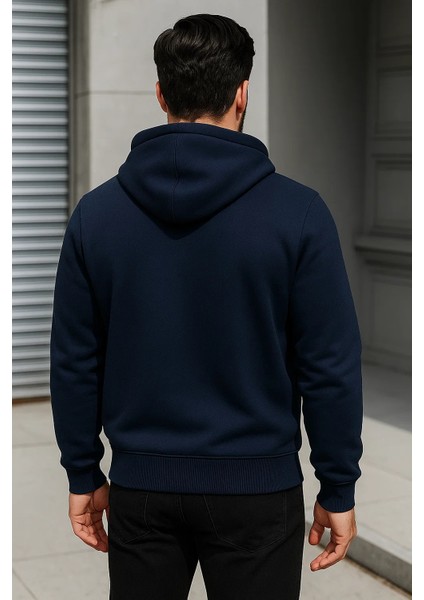 Erkek Trend Kışlık Lacivert Oversize Sweatshirt