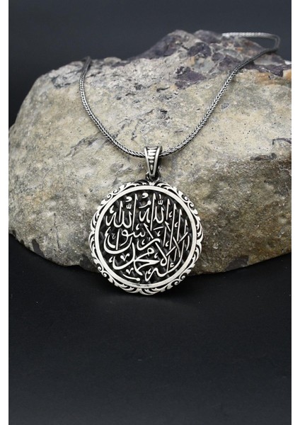 Kelime-I Tevhid Yazlı 925 Ayar Gümüş Kolye Zincir 902388 modelleri