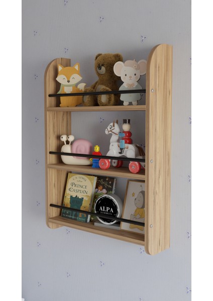 Montessori Çocuk Duvar Kitaplık Rafı | Çocuk Odası Kitap ve Oyuncak Düzenleyici Raf