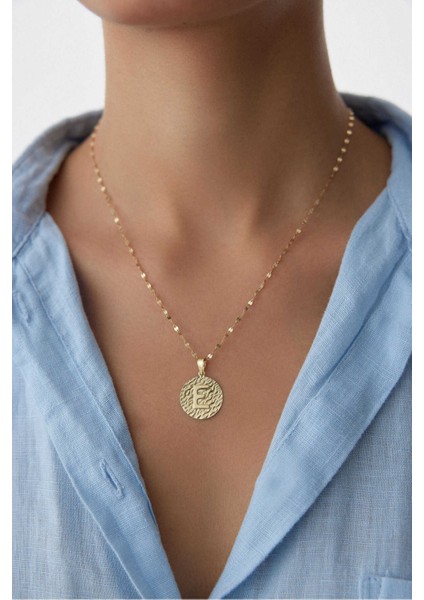 14 Ayar Altın Kalemli Parlak Harf Kolye