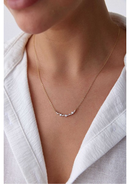 14 Ayar Altın Sıralı Taşlı Kolye