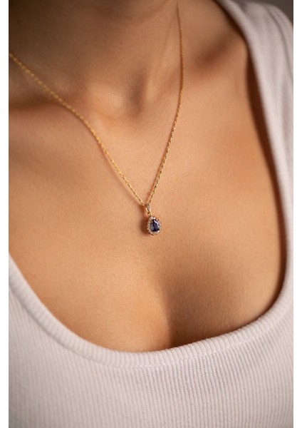 14 Ayar Halat Burgu Zincir Safir Kolye modelleri