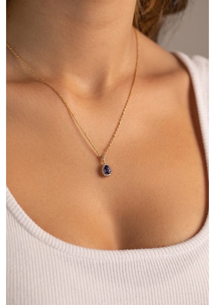 14 Ayar Halat Burgu Zincir Safir Kolye fırsatları