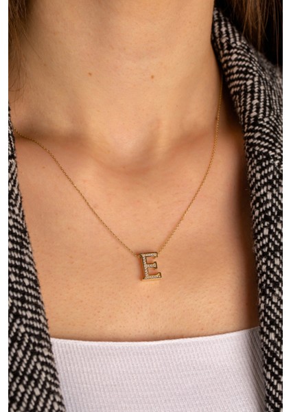 14 Ayar Altın 3 Boyutlu Taşlı Harf Kolye fiyatları