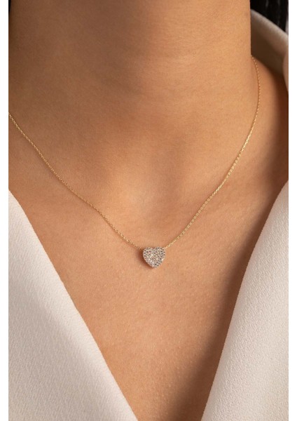 Altın Kalp Kolye Taşlı modelleri