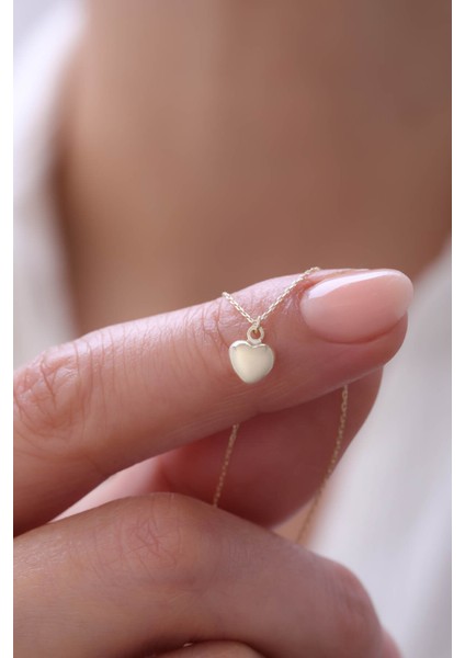 14 Ayar Altın Bombe Kalp Kolye modelleri