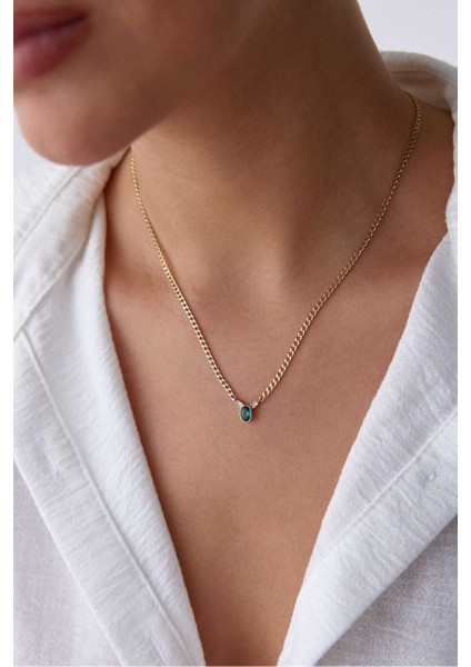 14 Ayar Altın Gurmet Oval Zümrüt Kolye