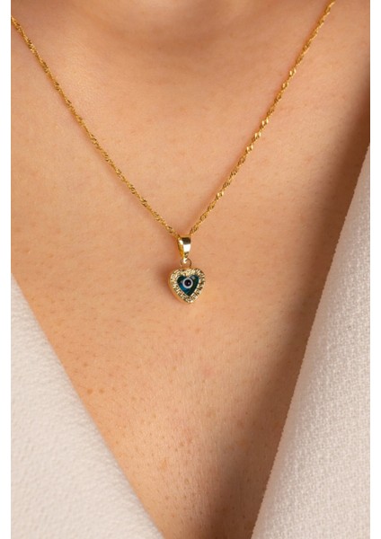 14 Ayar Altın Singapur Kalp Göz Kolye fiyatları