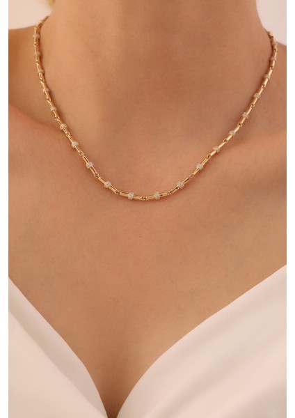 14 Ayar Altın Kemik Taşlı Kolye modelleri