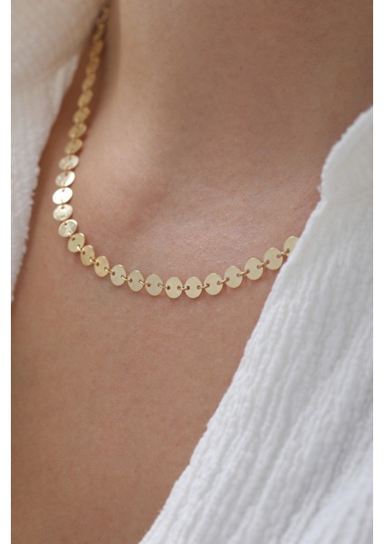 14 Ayar Altın Sıralı Pul Kolye