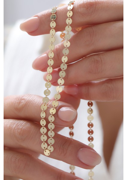 14 Ayar Altın Sıralı Pul Kolye fiyatları