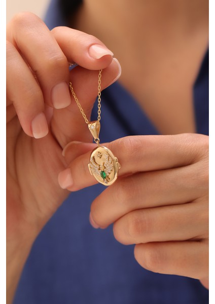 14 Ayar Altın Forse Zincir Kapaklı Anka Kuşu Kolye