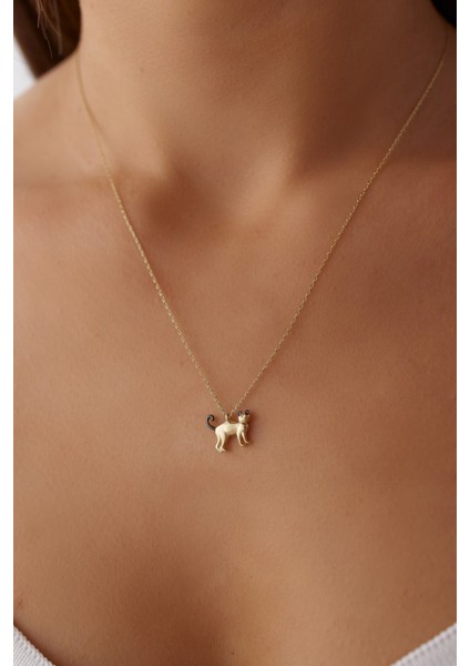 14 Ayar Altın Kedi Kolye