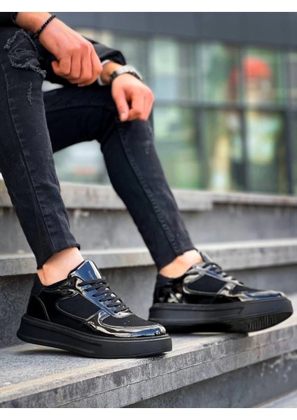 Techmrt Kb-X8 Kuback Siyah Rugan Yüksek Siyah Taban Günlük Spor Ayakkabı (Numara: 40)