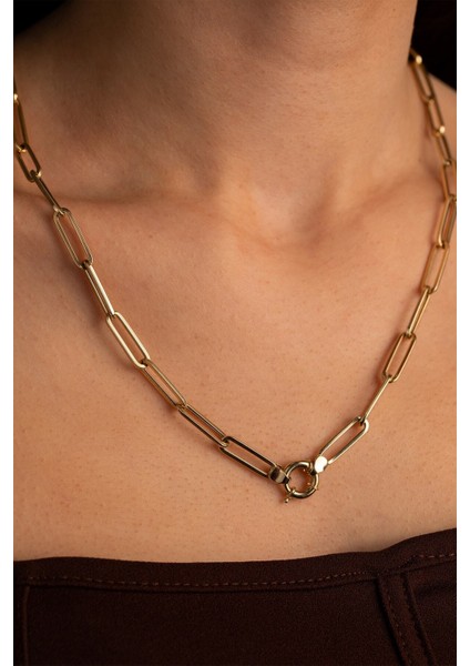 14 Ayar Altın Gemici Kilit Ataş Zincir