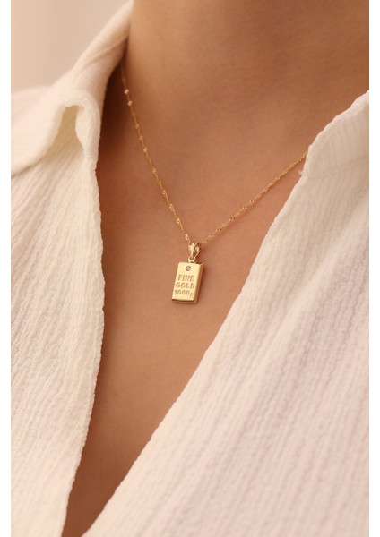 14 Ayar Altın Singapur Zincir Külçe Kolye modelleri