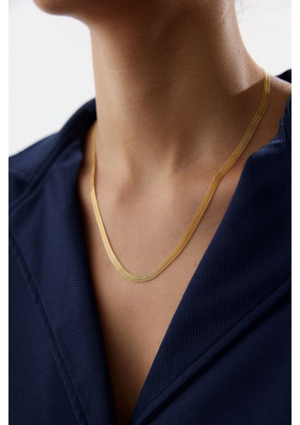 14 Ayar Altın Örgü Düz Zincir