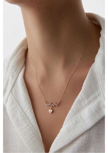 14 Ayar Altın Ritim Kalp Kolye