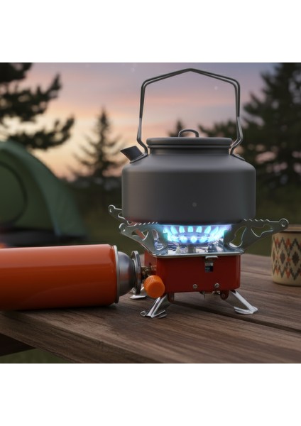 Mini Portatif Kamp Ocağı Taşınabilir Tek Gözlü Kırmızı Renk Kartuşlu Manyeto Çakmaklı Piknik Ocak modelleri