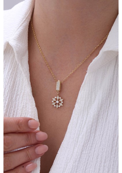 14 Ayar Altın Doch Zincir Güneş Çiçeği Kolye