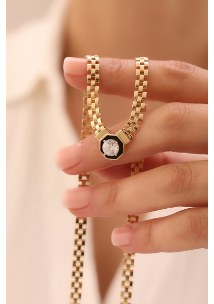 14 Ayar Altın Mineli Baget Kolye