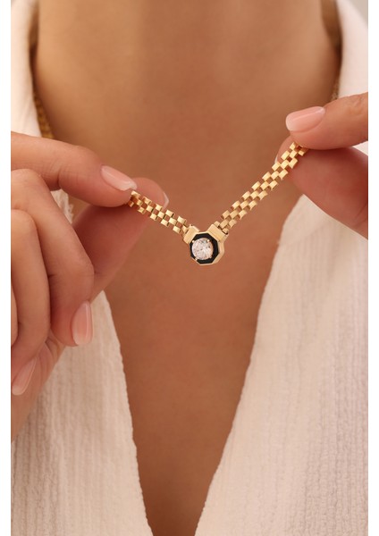 14 Ayar Altın Mineli Baget Kolye modelleri