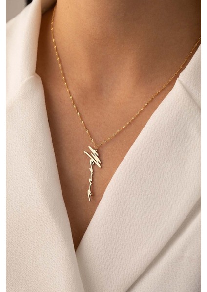 14 Ayar Altın Kişiye Özel Imza Isim Kolye fiyatları