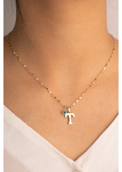 Altın Italyan Aynalı Zincir Harf Kolye