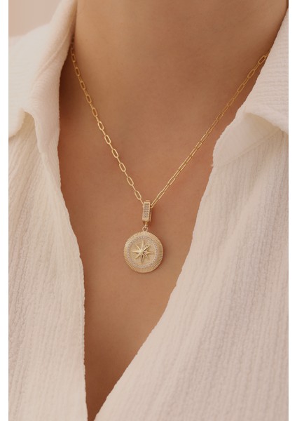 14 Ayar Altın Ataş Zincir Kuzey Yıldızı Kolye modelleri