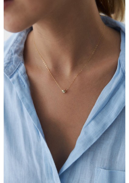 14 Ayar Altın Aynalı Zincir Dorika Kolye