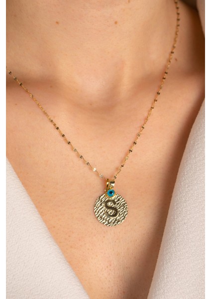 14 Ayar Altın Plaka Harf Kolye