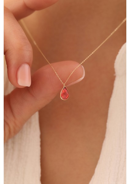 14 Ayar Altın Yakut Taşlı Kolye