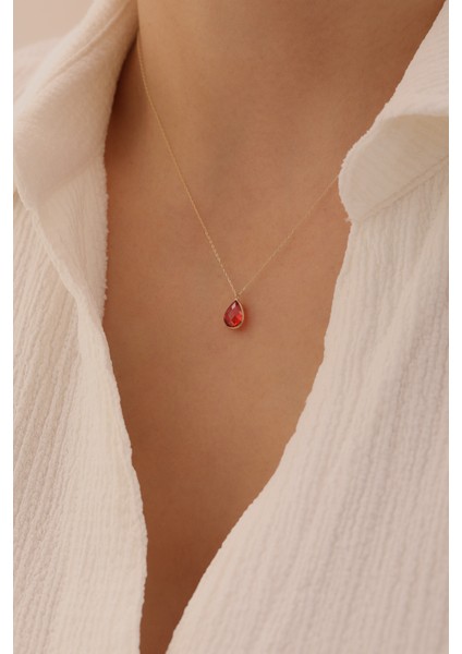 14 Ayar Altın Yakut Taşlı Kolye modelleri