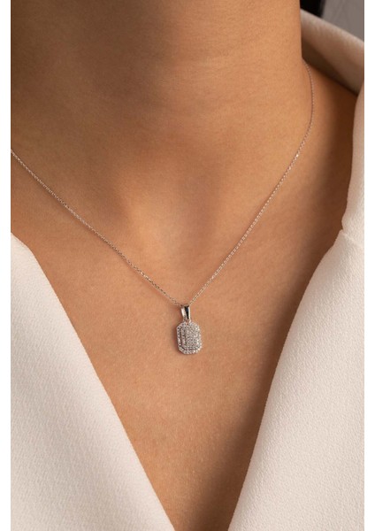 14 Ayar Beyaz Altın Baget Kolye modelleri