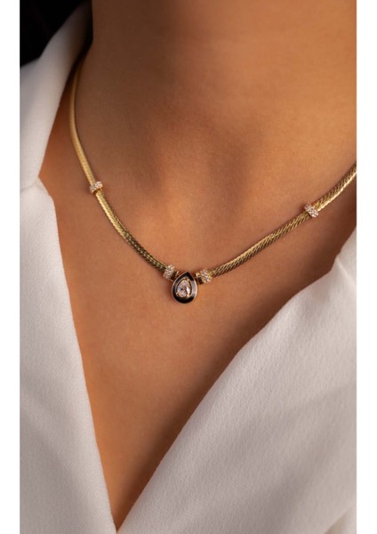 Altın Sekizgen Mineli Damla Baget Kolye fırsatları