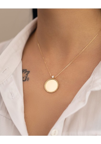 Altın Plaka Kolye Büyük Boy