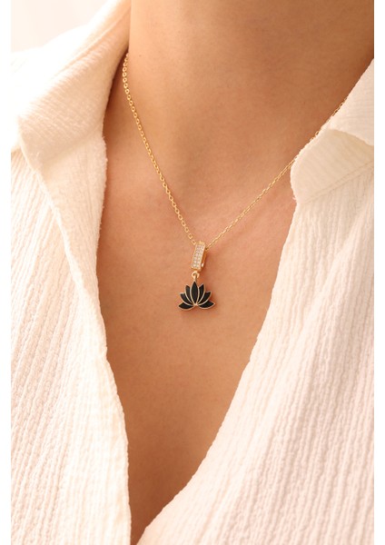 14 Ayar Altın Forse Zincir Lotus Kolye