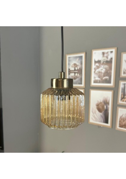 Jerno Cam Bal Rengi Tekli Avize Küçük Plafonyer Başlık Retro Sarkıt Lamba Salon Aydınlatma fırsatları