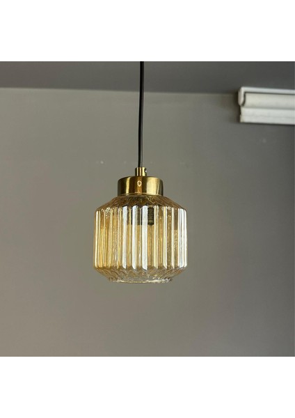 Jerno Cam Bal Rengi Tekli Avize Küçük Plafonyer Başlık Retro Sarkıt Lamba Salon Aydınlatma indirimleri