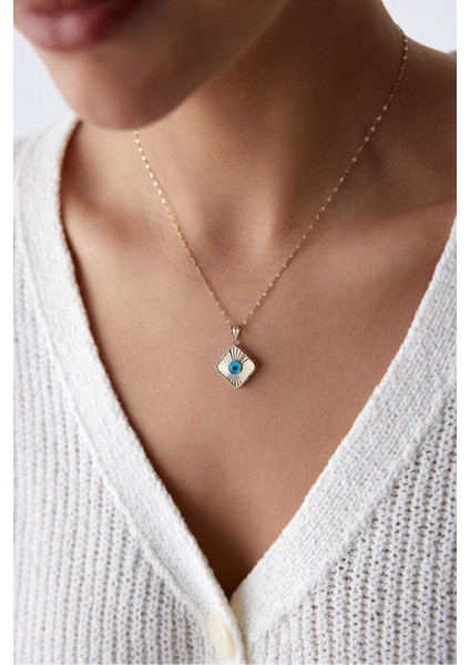 14 Ayar Altın Aynalı Zincir Göz Kolye