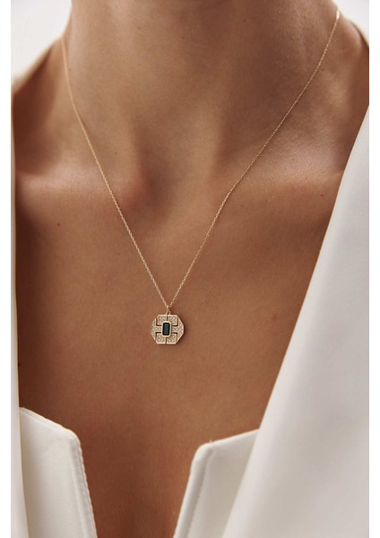 14 Ayar Altın Arte Zümrüt Kolye modelleri