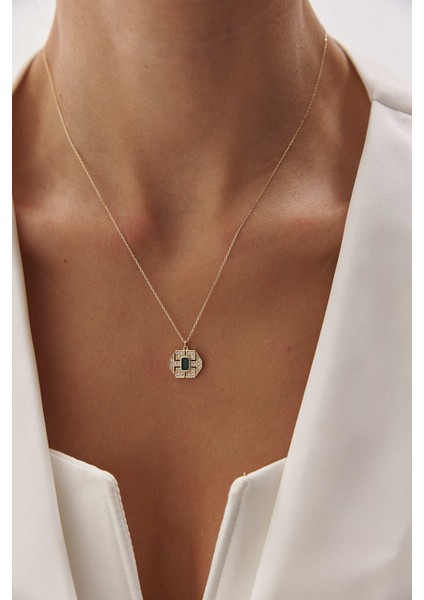 14 Ayar Altın Arte Zümrüt Kolye fırsatları