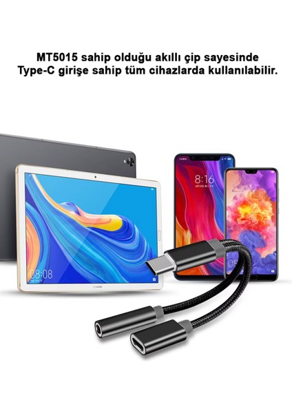 2in1 Type-C Şarj ve Ses Aktarımı Kulaklık Aux Dönüştürücü Tak Çalıştır Bluetooth Gerekmez MT5015 indirimleri
