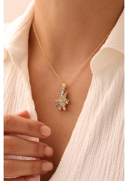 14 Ayar Altın Forse Zincir Gitarlı Ayıcık Kolye