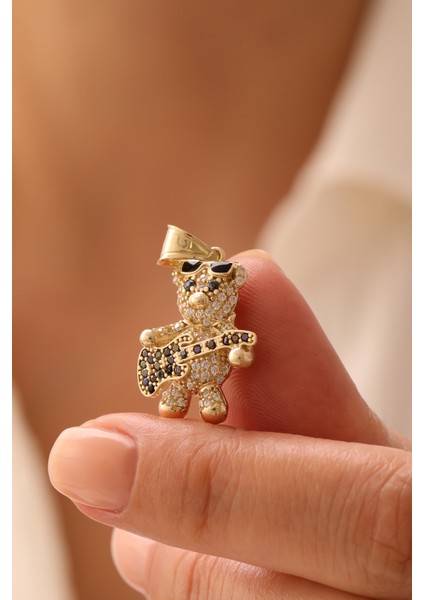 14 Ayar Altın Forse Zincir Gitarlı Ayıcık Kolye modelleri