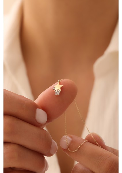 14 Ayar Altın Yarı Taşlı Yıldız Kolye fiyatları