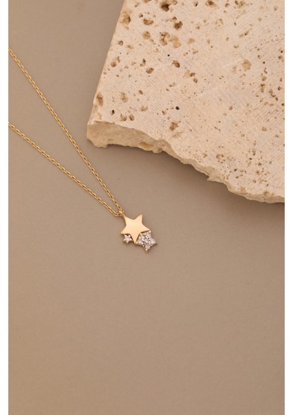 14 Ayar Altın Yarı Taşlı Yıldız Kolye fırsatları