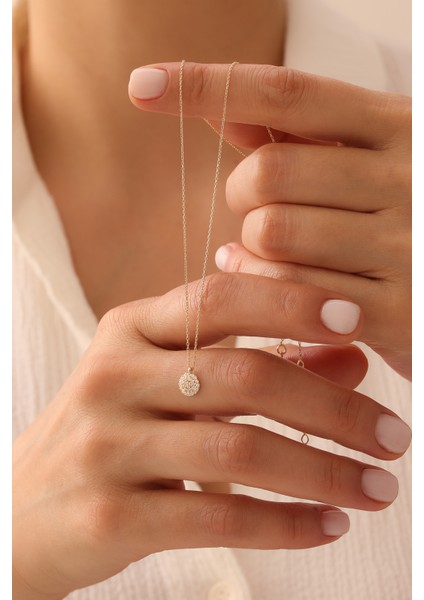 14 Ayar Altın Taşlı Daire Kolye fiyatları