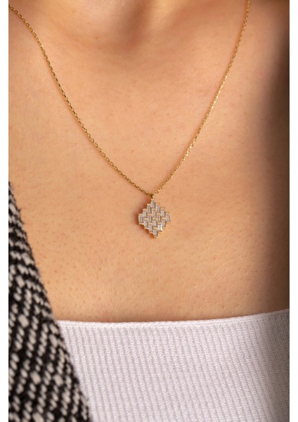 14 Ayar Altın Kristal Kolye