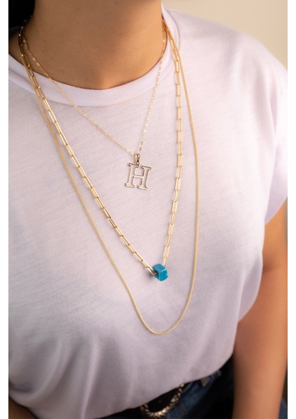 Altın Geniş Forse Harf Kolye fiyatları